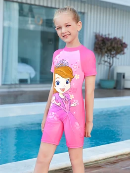 Disney Autentické detské Plavky Dievčatá Jeden kus Stredné A Malé Deti Princezná Sophia Dieťa opaľovací Krém, Plavky