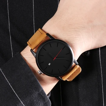 2 ks pánske Quartz Hodinky Kalendár Príležitostné Športové Kožené Hodinky Muži Male Luxusné Náramkové hodinky Hombre Jednoduché Hodiny Masculino Reloje