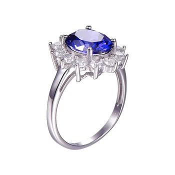 AAA+ 925 Sterling Silver Šperky Veľkoobchod Klasický Modrý Krúžok Kameň 4.4 ct Prírodné Tanzanite Prstene pre Ženy Veľkosť 925 Jemné Šperky