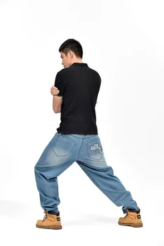 CHOLYL Neforemné Džínsy Mužov Džínsové Nohavice Voľné Streetwear Džínsy Hip Hop Príležitostné Tlače Skateboard Nohavice pre Mužov Plus Veľkosť Nohavice Modré