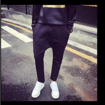 Kórejská verzia hip-hop, voľné športové bežné nohavice príliv pánske low-end kolaps nohavice big rozkroku nohavice veľkosť nohavice hip-hop