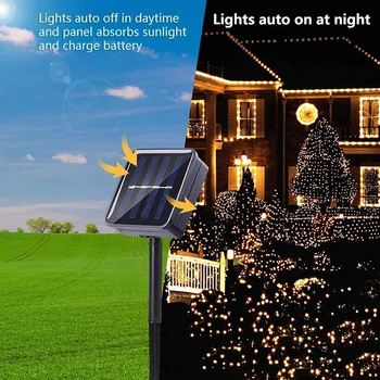 Pouličné LED Reťazec Ľahké Nepremokavé Vnútorné Vonkajšie Garland Svetlo Vonkajšie Slnečné LampString Svetlá pre Sviatok Vianočný PartyDecor