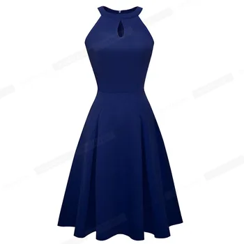 Pekné-navždy Vintage Bežné Pure Color vestidos s Kľúčovými diery-Line Ženy Svetlice Šaty A195
