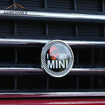 AMBERMILE Auto Prednej maske Znak, Odznak Kovové Samolepky pre Mini Cooper Krajana R55 R56 R50 R53 R60 R61 F54 F55 F56 Príslušenstvo