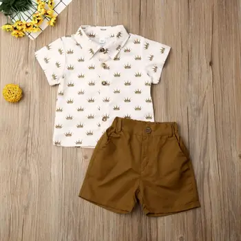 2020 Nové 2KS Batoľa Detský Baby Boy Gentleman T-Shirt Topy+Nohavice Šortky v Lete Obleku Oblečenie Oblečenie Set