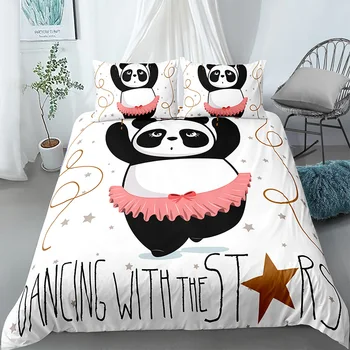 Vtipné Kyvné Panda Kráľovná posteľná bielizeň Set 2/3ks Solid White Modrá Farba Perinu obliečka na Vankúš 3D Posteľ Sady Drop Shipping