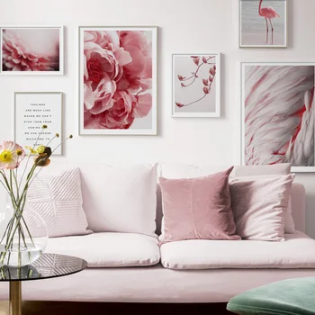 Ružová Pierko Kvet Flamingo Citácie Wall Art Plátno Na Maľovanie Krajiny Nordic Plagáty A Potlačou Obrazov Na Stenu Pre Obývacia Izba