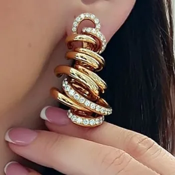 GODK Monako Dizajn Luxusné Tornádo Sandstorm Vyhlásenie Náušnice Pre Ženy, Svadobné Kubický Zirkón Strany Dubaj Svadobné Šperky