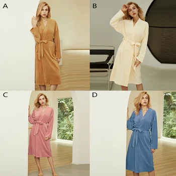 Nové Jesenné A Zimné Modely Jednofarebné Dámske Nightgown, Bežné Domáce Oblečenie, Sexy Domáce Oblečenie Župan
