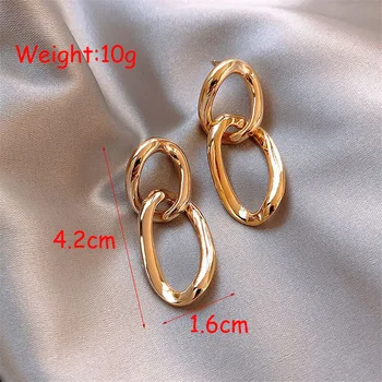 Vintage Dvojitý Kruh Kovové Náušnice Kvapka Pre Ženy, Ženské Kórejský Geometrie Zlaté Náušnice Svadobné 2020 Trend Módnych Šperkov