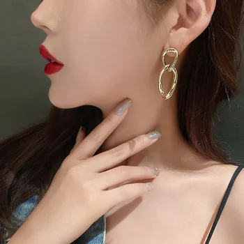 Vintage Dvojitý Kruh Kovové Náušnice Kvapka Pre Ženy, Ženské Kórejský Geometrie Zlaté Náušnice Svadobné 2020 Trend Módnych Šperkov