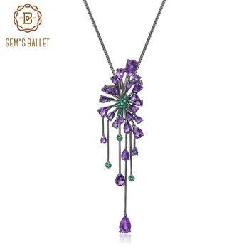 GEM BALET Nové 8.88 Ct Prírodné Amethyst Purple Drahokam, Prívesky, 925 Sterling Podiel Gotický Náhrdelník Pre Ženy Strany Šperky