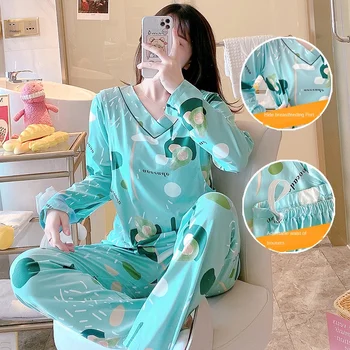 Materskej Ošetrovateľskej Sleepwear Sady Jar Jeseň Dlhý Rukáv dojčenie Pyžamá pre Tehotné Ženy, Tehotenstvo Odev Nastaviť