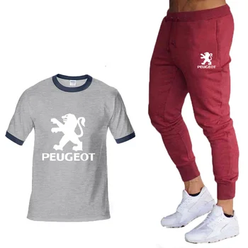 Nové Letné pánske krátke rukáv Peugeot Auto Logo Tlač krátky rukáv Vysoko kvalitnej Bavlny ležérne pánske T-shirt+šortky vyhovovali 2ks