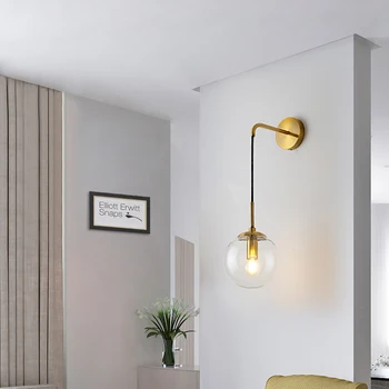 Nordic Modern Vintage LED Nástenné Svietidlo okrúhle Sklenené Gule Kúpeľňa Zrkadlo Vedľa Lampy Krytý Americký Retro Nástenné svietidlo Sconce