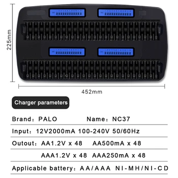 PALO 48 sloty Rýchly Inteligentné Inteligentné nabíjačky AA AAA batérie, nabíjačky pre 1.2 V, AA, AAA NiMH NiCD akumulátorom