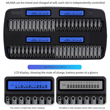 PALO 48 sloty Rýchly Inteligentné Inteligentné nabíjačky AA AAA batérie, nabíjačky pre 1.2 V, AA, AAA NiMH NiCD akumulátorom