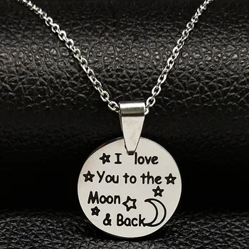 2021 Módne Love Moon Star Nehrdzavejúcej Ocele Náhrdelník pre Ženy, Strieborná Farba Reťazca Náhrdelník Šperky bisuteria mujer N18688