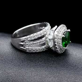 Uloveido Žien Snubné Prstene Zásnubný Prsteň s Kameňom Big Green Crystal Zirconia Šperky, Doplnky, Darčeky pre Ženy RJ213