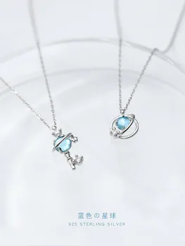 Gurama modrá stone hviezdy, planéty náhrdelník žena, 925 Sterling silver nacklace Šperky Clavicle reťazca prívesok charms darček