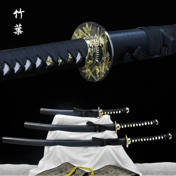 Bambusové Katana Reálne Ručné Japonský Samuraj Meč 1060 vysoko uhlíkovej ocele, ostrými hranami Full Tang Tanto Wakizashi Katana