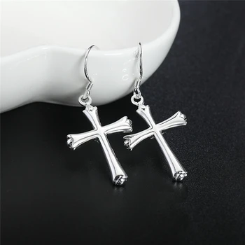 DOTEFFIL 925 Sterling Silver Hladká Kríž Náušnice Pre Ženy, Svadobné Zapojenie Party Fashion Kúzlo Šperky