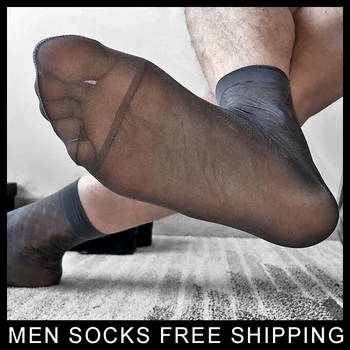 Nové Letné Obyčajné Ponožky Pre Mužov Transparentné Tenké Formálne Šaty Z Hodvábu Ponožky Sexy Gay Vidieť Cez Male Softy Ponožky Hadice Osadenie