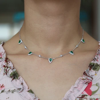 Bohemia 2019 zlatá farba zelený kameň vyhlásenie reťazca náhrdelník choker módne šperky pre ženy, dievča, eleganciu darček štýlové šperky