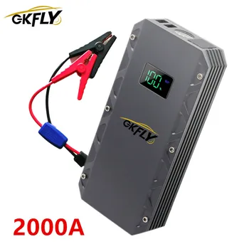 GKFLY 2000A Auto Skok Starter autobatérie Booster LED Auto štartovacie Zariadenie Prenosné elektrické Banka Nabíjačka do Auta pre Benzín Diesel Auto