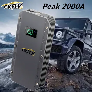 GKFLY 2000A Auto Skok Starter autobatérie Booster LED Auto štartovacie Zariadenie Prenosné elektrické Banka Nabíjačka do Auta pre Benzín Diesel Auto