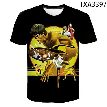 Pánske bežné všestranný vytlačené T-Shirt Vrchole letné detské krátky rukáv fashion Bruce Lee 3D T-shirt voľné fashion T-shirt 6XL