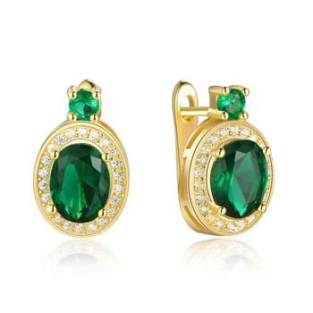 Móda Meď, Zlato Hoop Náušnice Zelenými Zirkónmi Módne Náušnice Klasické Strany Šperky Pre Ženy Lady(jewelora EA102939)