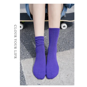 2019 Bavlna Harajuku Ponožky Muži Ženy Móda Jasný Neónové Ponožky Fluorescenčné Candy Farby Unisex Ponožky Hip Hop, Street Cool Darček Sox