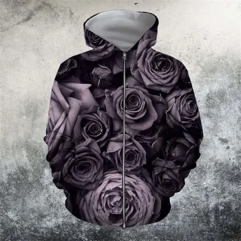 Black rose Kvetinový vzor 3D Vytlačené Mužov Hoodie Harajuku Módne Mikina s Kapucňou Ulici kostým Jeseň Unisex hoodies