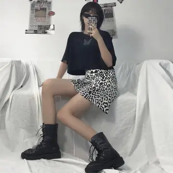 Letné nový kórejský Harajuku štýl retro leopard slim taška hip-A-line sukne ženy