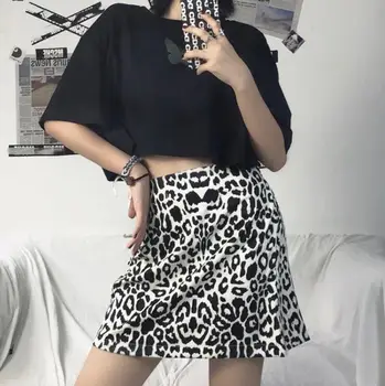 Letné nový kórejský Harajuku štýl retro leopard slim taška hip-A-line sukne ženy