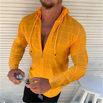 Muži Leto s Kapucňou T-Shirt Bežné Long-Sleeve Hombre Móda Šport Tee Tričko 2020 Homme Plus veľkosť oblečenie
