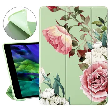 Kvet Kvetinový Dizajn puzdro Pre Apple iPad Vzduchu 9.7 fundas Slim PU Mäkké Silikónové wake Smart Cover obal pre iPad mini 5 4 3 Pro 2020