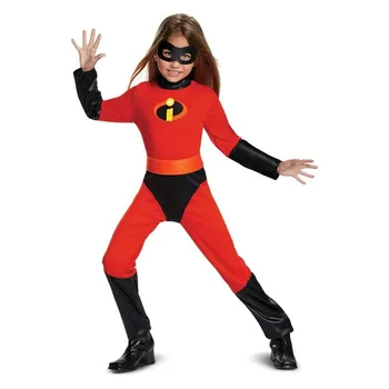 NOVÉ Dievčatá Kostým Halloween Kostým Pán Incredible 2 jumpsuit Kostým dievčatá Fialová Cosplay Detský Superhrdina maškarný