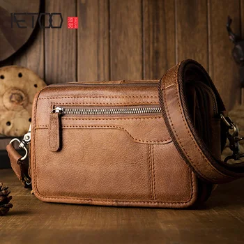 AETOO Prvá vrstva cowhide messenger taška, pánske kožené taška cez rameno, cowhide retro messenger taška