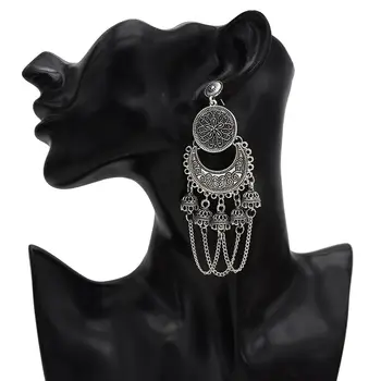 Etnické Dlhý Strapec Náušnice Retro Kolo Indickej Jhumka dámske Náušnice Klasické Vintage Bell Svadobné Afganskej prívesky, Šperky Bijoux