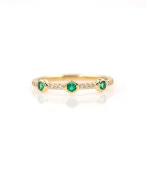 Štýlové Módne Ženy Krúžok Prst Šperky Zelená jasné cubic zirconia cz Zlatá Farba Drahokamu Crystal Krúžky vysokej kvality