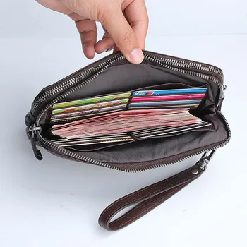 Obchodné vintage originálne kožené pánske spojka taška jednoduché, bežné prírodné mäkké prvá vrstva cowhide multi-držiteľa karty telefónu peňaženky