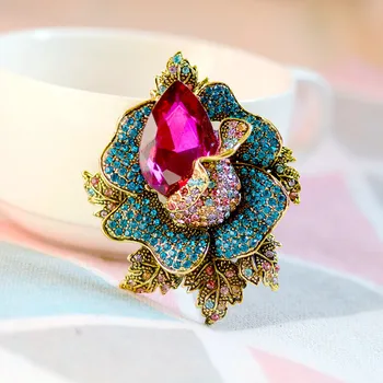 Muylinda Vintage Crystal Brošňa Kolíky Kostým Šperky, Brošne Drahokamu Kvet Pin Ženy Šatku Klip Broche