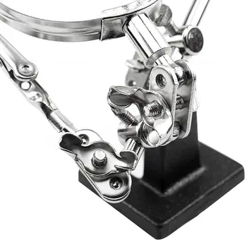 Pomáhať Tretej Strane Nástroj Spájkovanie Stojan S 5X Zváranie Magnifying Glass 2 krokosvorkami 360 Stupňové Otáčanie Nastaviteľné