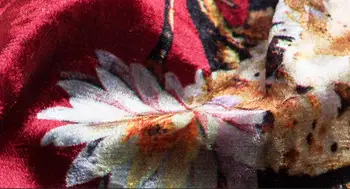Jar, Jeseň Fashion Ženy Červená Vytlačené Kvetinový Vzor Velúrové Šaty , 2017 Žena Žena s Dlhým Rukávom 3xl 4xl Placket Zamatové Šaty