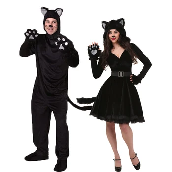 Halloween Čierna Mačka, Cosplay Kostýmy Pre Dospelých Muži Ženy Pyžamo Zvierat Čierny Medveď, Jumpsuit Halloween Oblečenie, Unisex Mačka Oblek