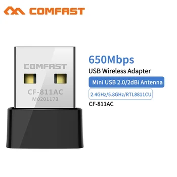 Comfast CF-811AC 650Mbps Bezdrôtové pripojenie USB Wifi Adaptér Prijímač 2.4+5 Ghz USB Wifi 802.11 n/g/b/ac Sieťová Karta Pre PC, Wi-fi Dongle