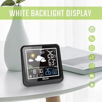 Baldr LCD Farebný Krytý Vonkajší Meteo Stanica + Senzor Diaľkového Domov Teplomer Spánok Hodiny Stôl Budík