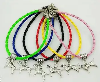 Móda Labrador Psa Zvierat Kúzlo Náramky & Náramok Multicolor Kožené Pletené Lano Náramok Ženy Šperky 10pcs